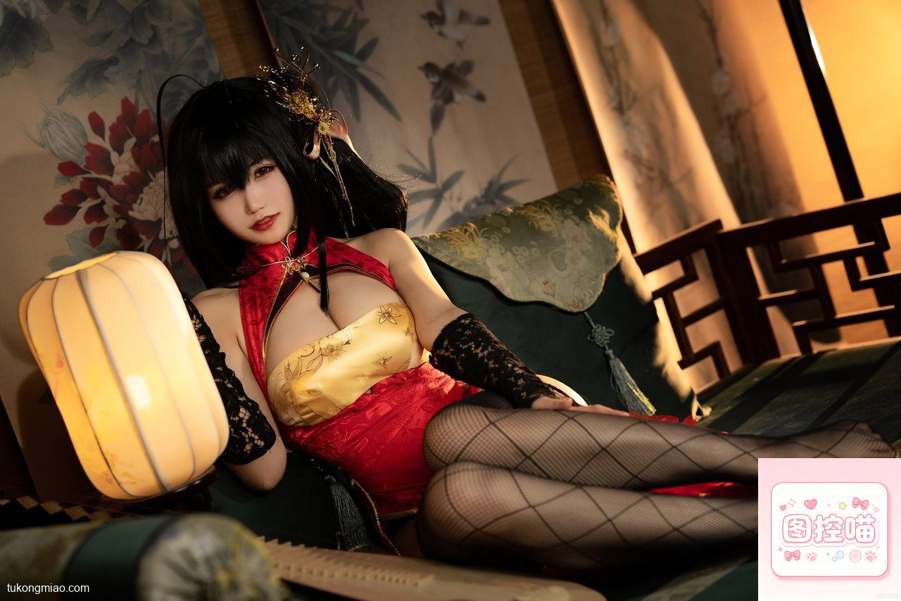 小仓千代w蔚蓝档案写真:红金和风现场返图 cosplay写真 第4张